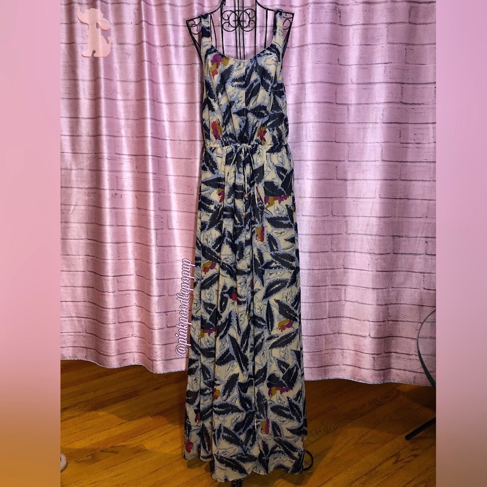 Willow & Clay Blue & Cream Split Front Maxi Dress - Picture 4 of 8